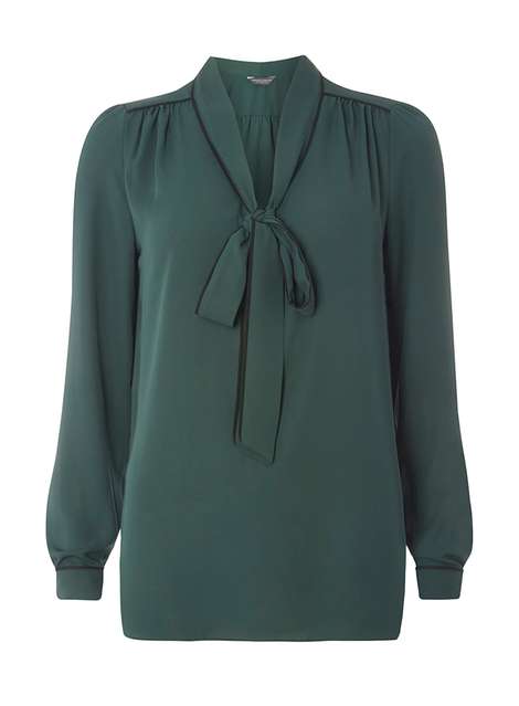 **Tall Green Pussybow Blouse
